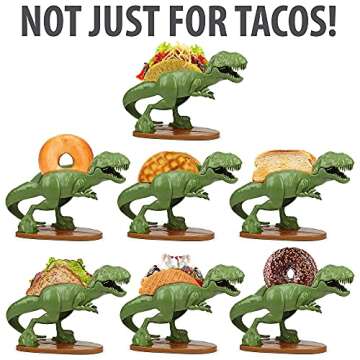 Tacosaurus Rex Dinosaur Taco Holder and Nachosaurus Nacho and Snack Dish Set