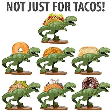 Tacosaurus Rex Dinosaur Taco Holder and Nachosaurus Nacho and Snack Dish Set