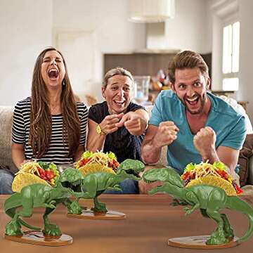 Tacosaurus Rex Dinosaur Taco Holder and Nachosaurus Nacho and Snack Dish Set