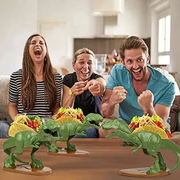 Tacosaurus Rex Dinosaur Taco Holder and Nachosaurus Nacho and Snack Dish Set