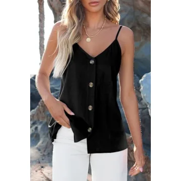 BLENCOT Lightweight Button Down Tank Top for Women