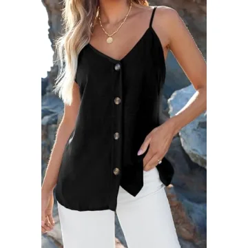BLENCOT Lightweight Button Down Tank Top for Women