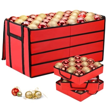 Mrrihand Christmas Ornament Storage Box, Christmas Storage Containers with 8 Individual Trays, Keeps...