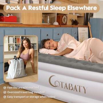 Cotabaty Queen Air Mattress with Built-in Pump, Luxury Inflation