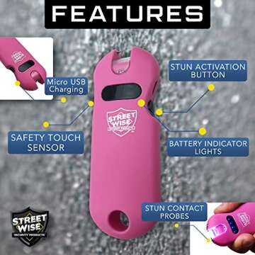 Streetwise Smart 24,000,000 Mini Stun Gun Keychain with Quick-Release, Rechargeable LED Flashlight ?...