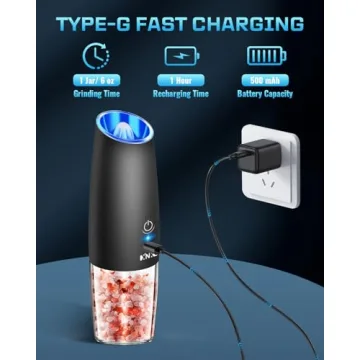 XinXu Electric Salt and Pepper Grinder Set - One Hand Operation