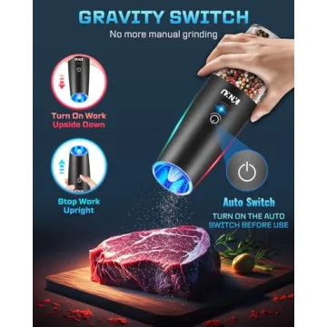 XinXu Electric Salt and Pepper Grinder Set - One Hand Operation