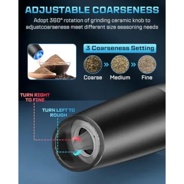 XinXu Electric Salt and Pepper Grinder Set - One Hand Operation