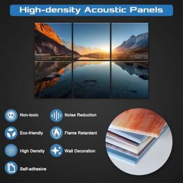 HIRESC 6 Pack Art Acoustic Panels Sound Proof Foam for Walls, 72X48 Inches Decorative Sound Absorbin...