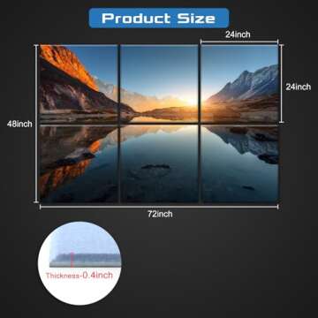 HIRESC 6 Pack Art Acoustic Panels Sound Proof Foam for Walls, 72X48 Inches Decorative Sound Absorbing Panels for Bedroom, Adhesive Included, Lake