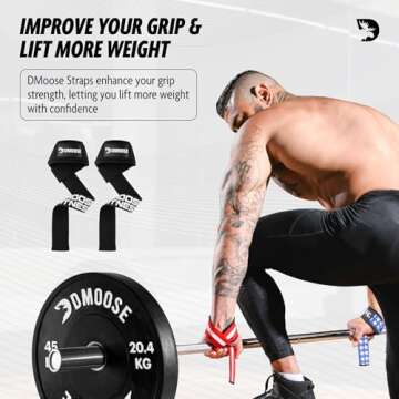 DMoose Lifting Straps, 24 inches - Max Grip for Weightlifting Success