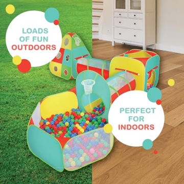 Kids Play Tent with Ball Pit & Tunnel - Indoor Outdoor Fun