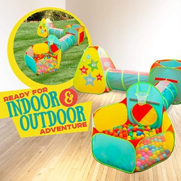 Kids Play Tent with Ball Pit & Tunnel - Indoor Outdoor Fun