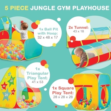 Kids Play Tent with Ball Pit & Tunnel - Indoor Outdoor Fun