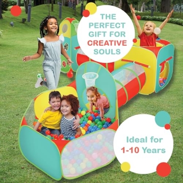 Kids Play Tent with Ball Pit & Tunnel - Indoor Outdoor Fun