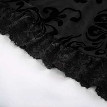 Women Vintage Short Sleeve Shirt Off The Shoulder Blouse Lace Up Sheer Mesh Top S Black