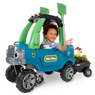 Little Tikes Go Green! Cozy Truck w/ Trailer & Garden Tools for Kids | Recycled Plastic