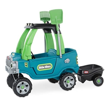 Little Tikes Go Green! Cozy Truck w/ Trailer & Garden Tools for Kids | Recycled Plastic