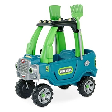 Little Tikes Go Green! Cozy Truck w/ Trailer & Garden Tools for Kids | Recycled Plastic