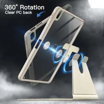 JETech Rotating Case for iPad Air 11-Inch M2 (2024), iPad Air 5/4 (2022/2020 5th/4th Generation 10.9-Inch), 360 Degree Rotation Protective Stand Cover Clear Back, Auto Wake/Sleep (Starlight)