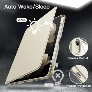 JETech Rotating Case for iPad Air 11-Inch M2 (2024), iPad Air 5/4 (2022/2020 5th/4th Generation 10.9-Inch), 360 Degree Rotation Protective Stand Cover Clear Back, Auto Wake/Sleep (Starlight)