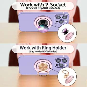 AUROX Compatible with MagSafe Base for iPhone 16/15/14/13/12 Magnetic Base Plate【Base Only】 Intended for Pop Socket Grip and Phone Ring Holder【Removable for Wireless Charging】(Clear)