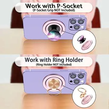 AUROX Compatible with MagSafe Base for iPhone 16/15/14/13/12 Magnetic Base Plate【Base Only】 Intended for Pop Socket Grip and Phone Ring Holder【Removable for Wireless Charging】(Clear)