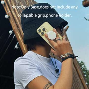 AUROX Compatible with MagSafe Base for iPhone 16/15/14/13/12 Magnetic Base Plate【Base Only】 Intended for Pop Socket Grip and Phone Ring Holder【Removable for Wireless Charging】(Clear)