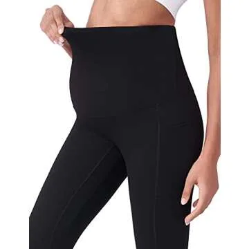 POSHDIVAH Women's Maternity Capri Leggings Over The Belly Pregnancy Workout Active Stretchy Pants wi...