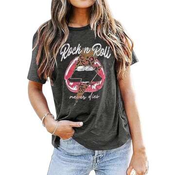 GEKYKOC Women’s Vintage Rock Band T Shirt for Concerts
