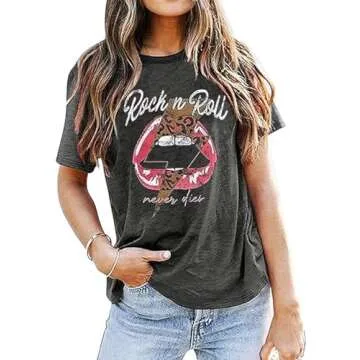GEKYKOC Women’s Vintage Rock Band T Shirt for Concerts