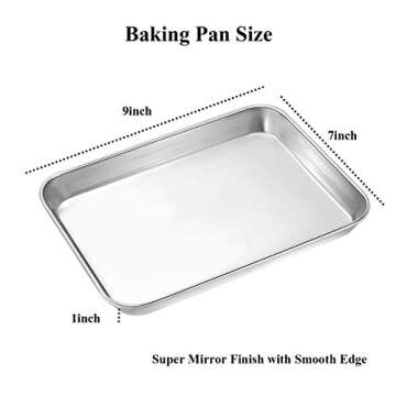 Wildone Baking Sheet Set of 2 - Stainless Steel Cookie Sheet Baking Pan, Size 9 x 7 x 1 inch, Non To...