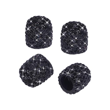 SAVORI Sparkling Rhinestone Valve Stem Caps - 4 Pack Universal Car Bling Accessories