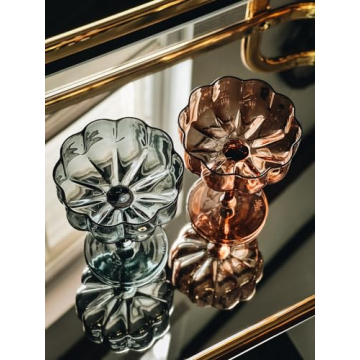 KHEN Flower Vintage Wavy Glass Coupes Set - 6 Stunning Colors