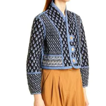 Yimoon Women's Quilted Jacket Lightweight Floral Print Cropped Puffer Coat Short Padded Open Front W...