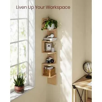 Stylish VASAGLE 5-Tier Corner Shelf for Small Spaces
