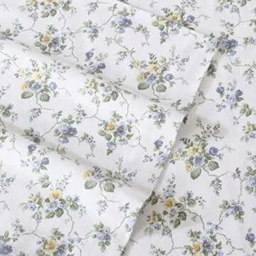 Laura Ashley Cotton Flannel Queen Sheet Set for Cozy Comfort