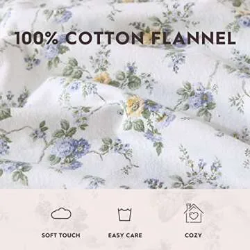 Laura Ashley Cotton Flannel Queen Sheet Set for Cozy Comfort