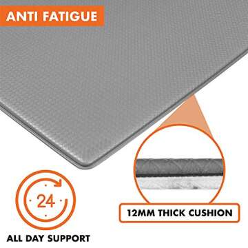 OPUX Anti Fatigue Kitchen Floor Mat, Reversible Cushioned Memory Foam Kitchen Rug Pad, Waterproof Non-Slip Padded Comfort Standing Mat for Office Laundry Home, 32x17 (Marble Gray)
