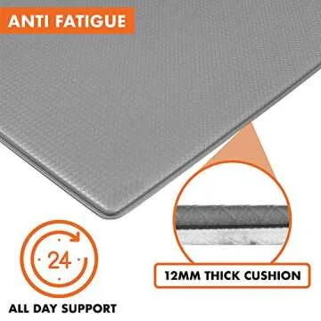 OPUX Anti Fatigue Kitchen Floor Mat, Reversible Cushioned Memory Foam Kitchen Rug Pad, Waterproof Non-Slip Padded Comfort Standing Mat for Office Laundry Home, 32x17 (Marble Gray)