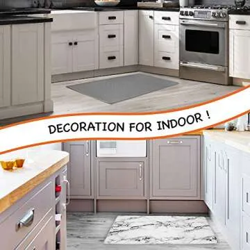 OPUX Anti Fatigue Kitchen Floor Mat, Reversible Cushioned Memory Foam Kitchen Rug Pad, Waterproof Non-Slip Padded Comfort Standing Mat for Office Laundry Home, 32x17 (Marble Gray)