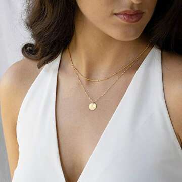 IEFWELL Layered Gold Necklaces for Women - Gold Initial Necklaces for Girls Gifts for Girls Gold Nec...