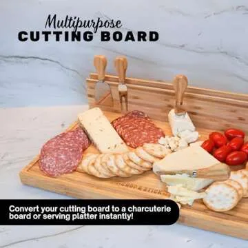 CHOP & STICK Bamboo Cutting Board & Cheese Knife Set