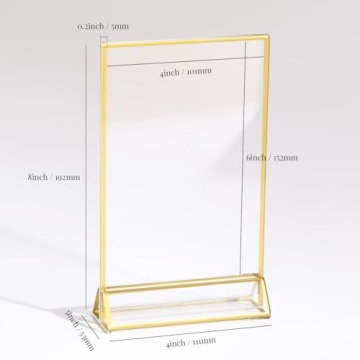 Elegant UNIQOOO Acrylic Sign Holders with Golden Border