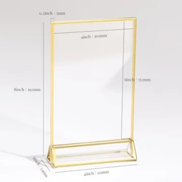 Elegant UNIQOOO Acrylic Sign Holders with Golden Border