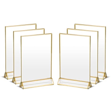 Elegant UNIQOOO Acrylic Sign Holders with Golden Border
