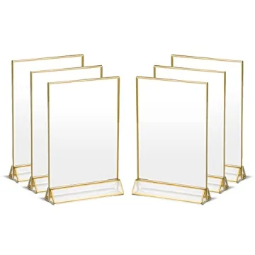Elegant UNIQOOO Acrylic Sign Holders with Golden Border