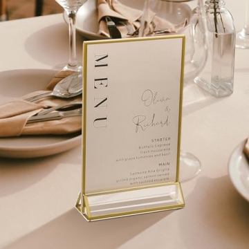 Elegant UNIQOOO Acrylic Sign Holders with Golden Border