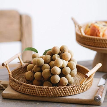 Elegant DECRAFTS Round Rattan Serving Tray 11 inches