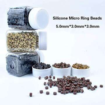 Amesun 2500PCS Silicone Micro Link Rings for Hair Extensions